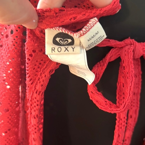 Roxy Red Crochet Swim Coverup with Open Back - Picture 4 of 9